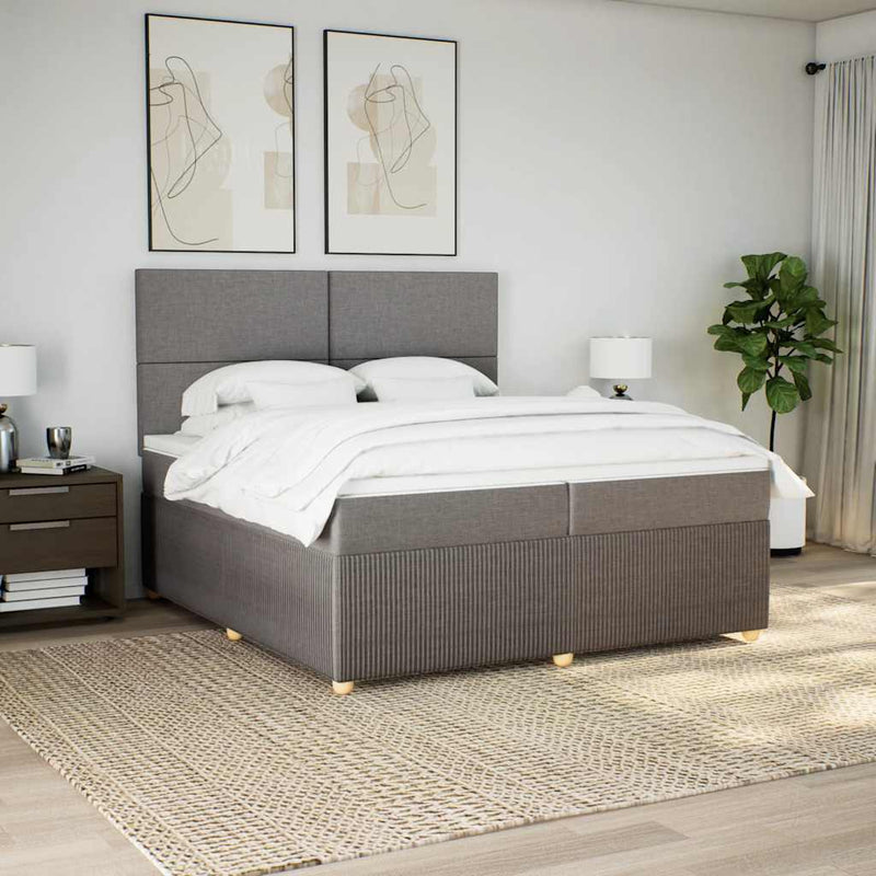 vidaXL tópszínű szövet rugós ágy matraccal 200 x 200 cm
