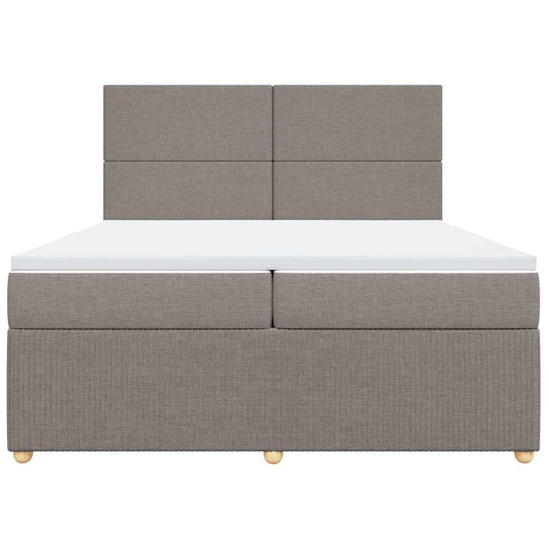 vidaXL tópszínű szövet rugós ágy matraccal 200 x 200 cm