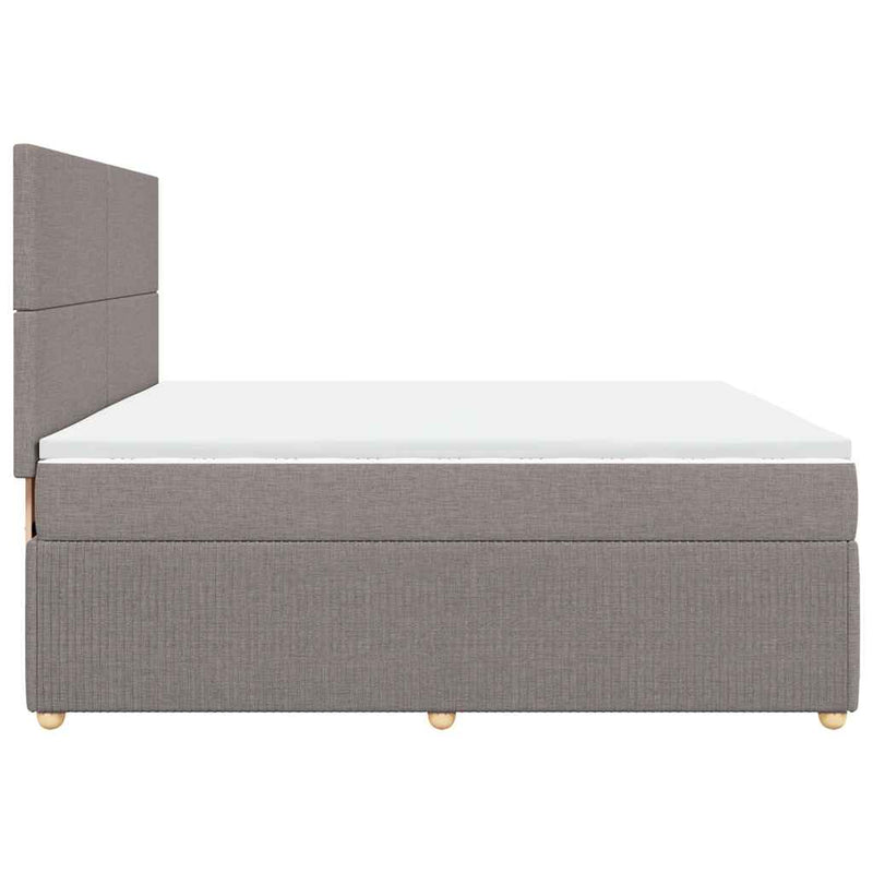 vidaXL tópszínű szövet rugós ágy matraccal 200 x 200 cm