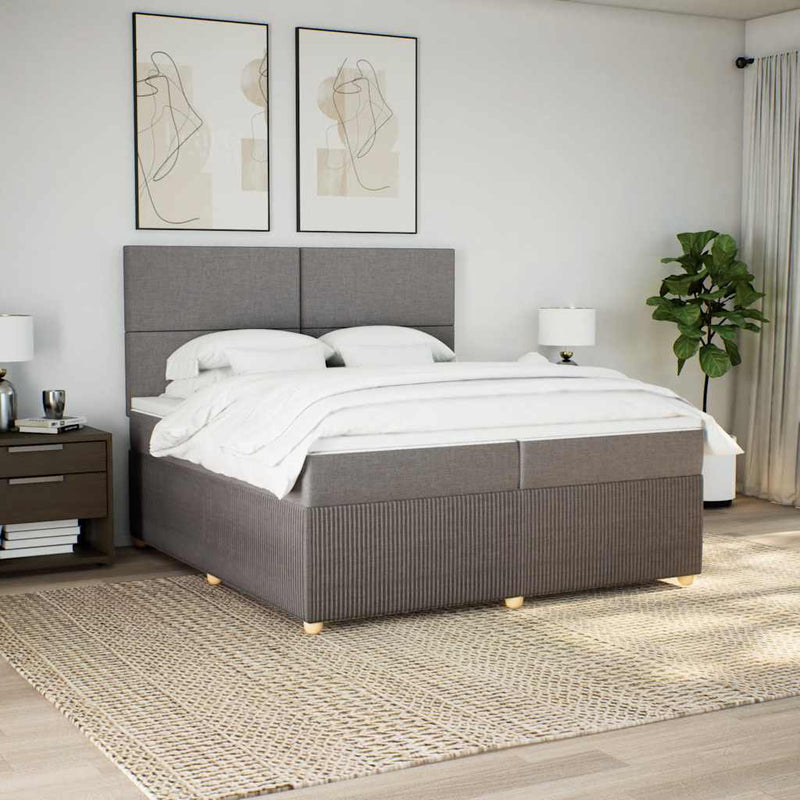 vidaXL tópszínű szövet rugós ágy matraccal 200 x 200 cm