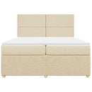 vidaXL krémszínű szövet rugós ágy matraccal 200 x 200 cm