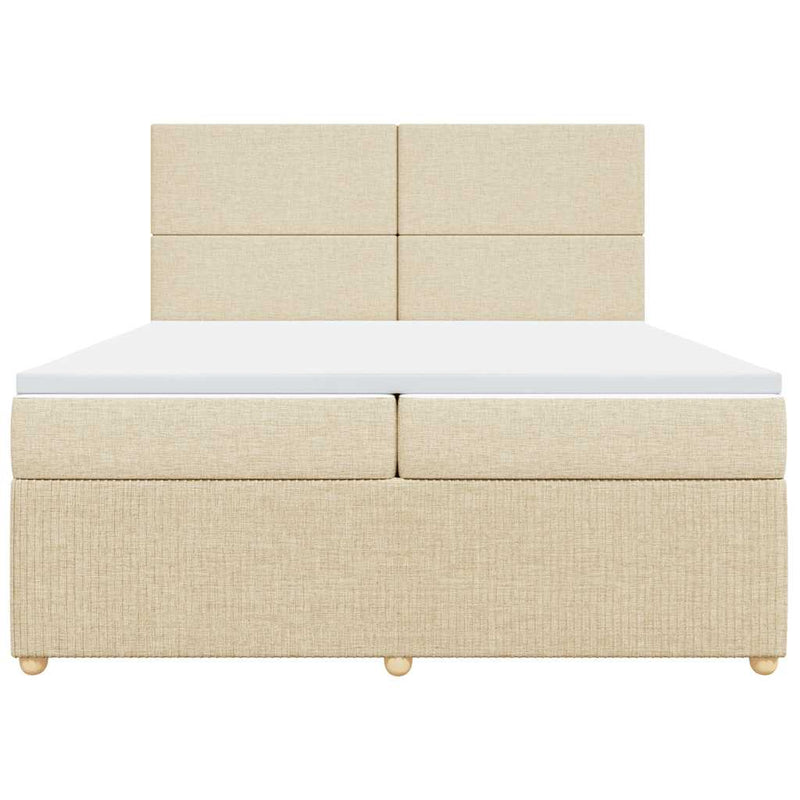 vidaXL krémszínű szövet rugós ágy matraccal 200 x 200 cm