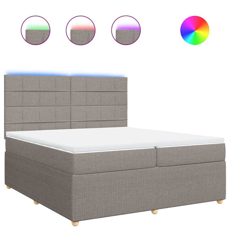 vidaXL tópszínű szövet rugós ágy matraccal 200 x 200 cm