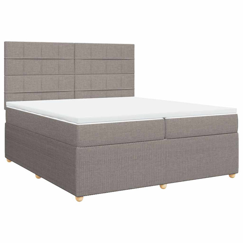 vidaXL tópszínű szövet rugós ágy matraccal 200 x 200 cm