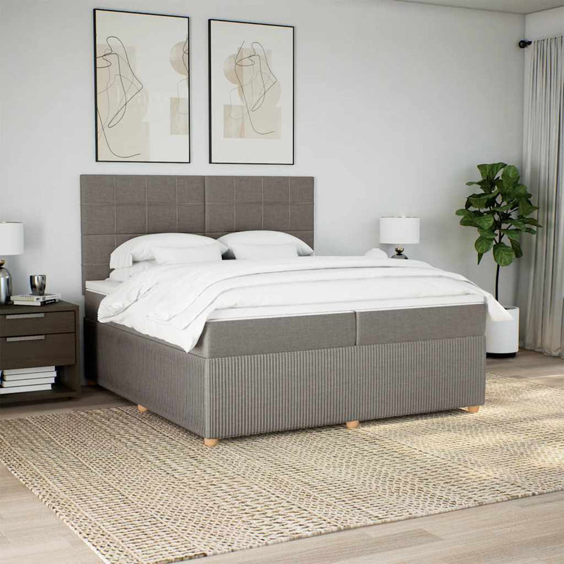 vidaXL tópszínű szövet rugós ágy matraccal 200 x 200 cm