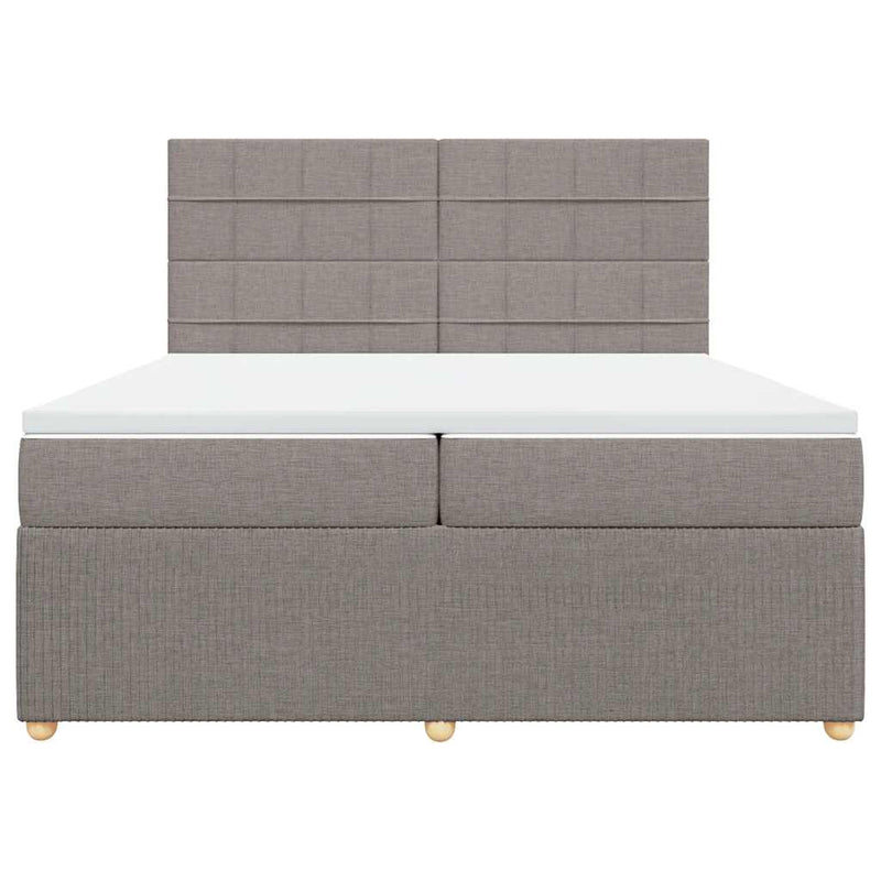 vidaXL tópszínű szövet rugós ágy matraccal 200 x 200 cm