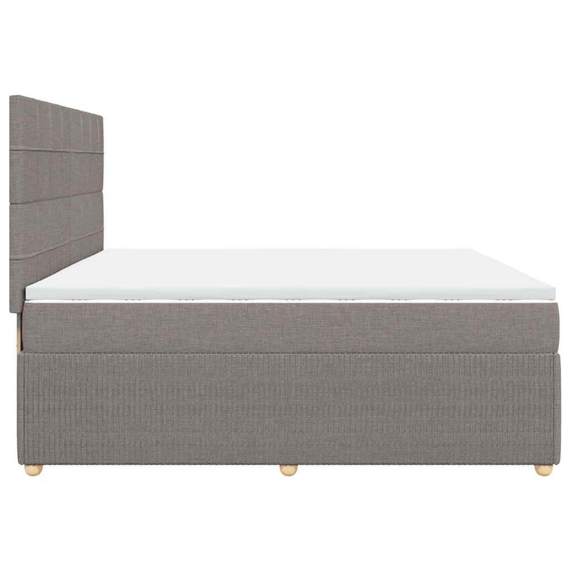 vidaXL tópszínű szövet rugós ágy matraccal 200 x 200 cm