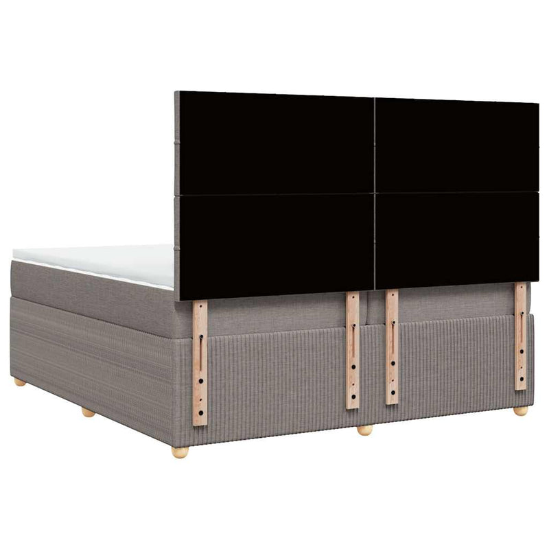 vidaXL tópszínű szövet rugós ágy matraccal 200 x 200 cm