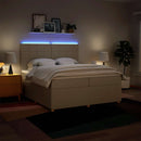 vidaXL krémszínű szövet rugós ágy matraccal 200 x 200 cm