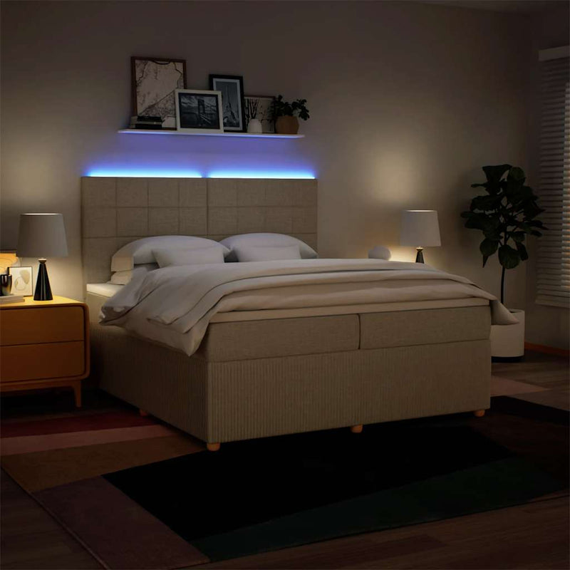 vidaXL krémszínű szövet rugós ágy matraccal 200 x 200 cm