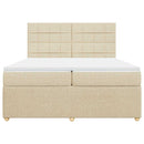 vidaXL krémszínű szövet rugós ágy matraccal 200 x 200 cm