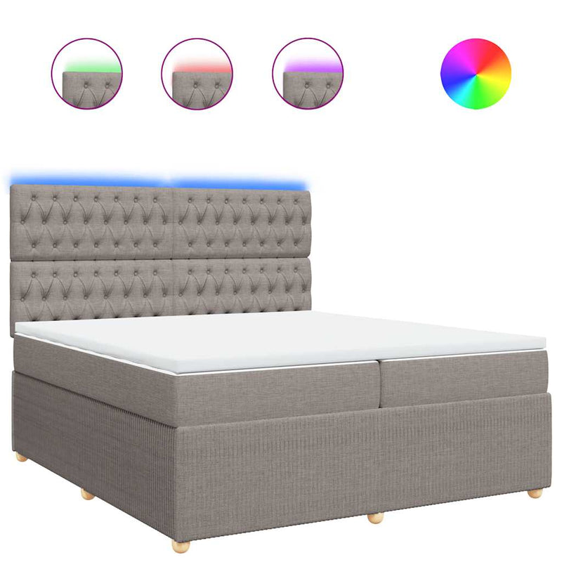 vidaXL tópszínű szövet rugós ágy matraccal 200 x 200 cm