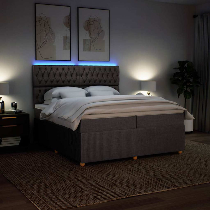 vidaXL tópszínű szövet rugós ágy matraccal 200 x 200 cm