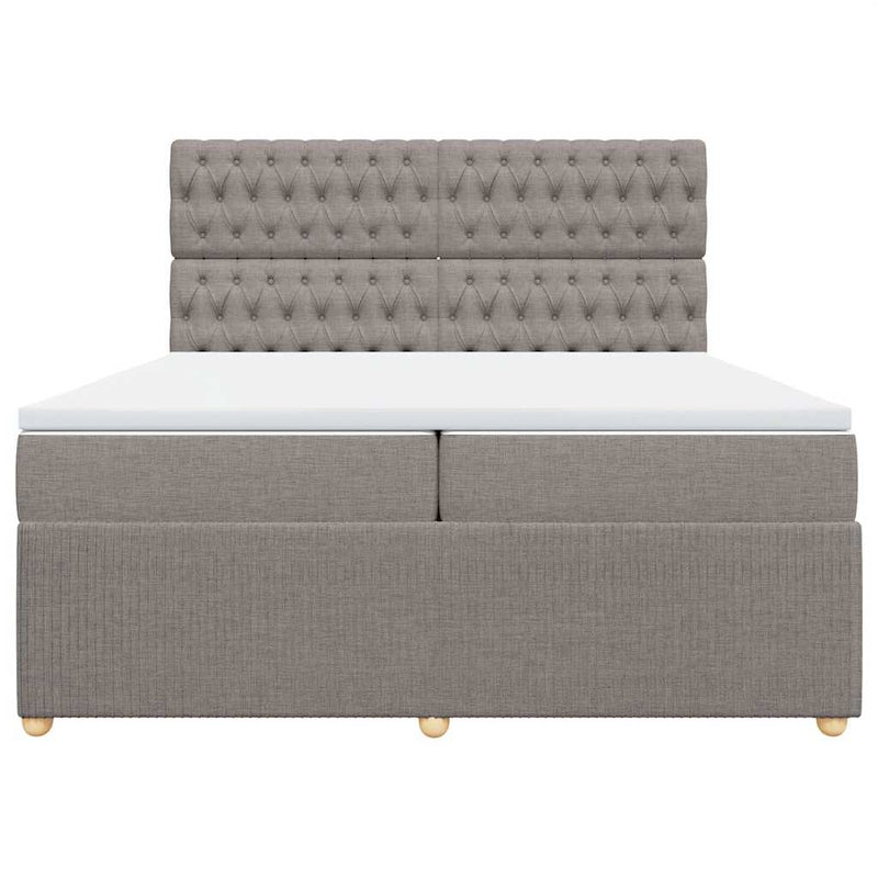 vidaXL tópszínű szövet rugós ágy matraccal 200 x 200 cm