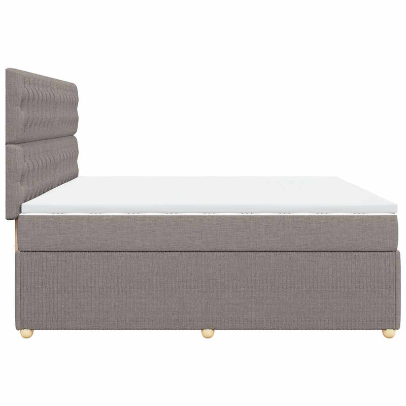 vidaXL tópszínű szövet rugós ágy matraccal 200 x 200 cm