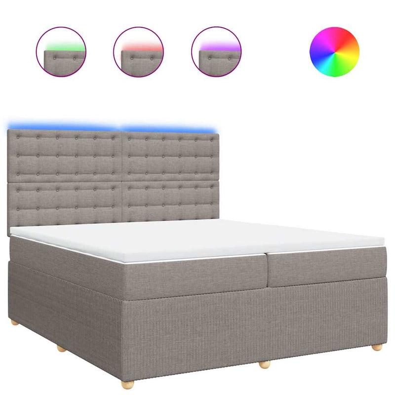 vidaXL tópszínű szövet rugós ágy matraccal 200 x 200 cm