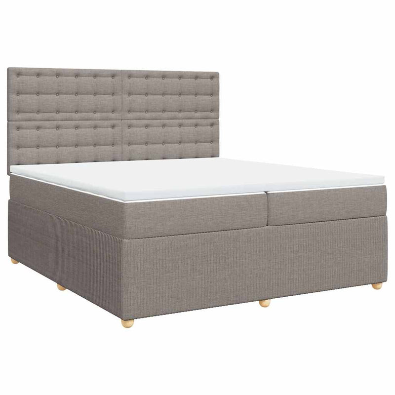 vidaXL tópszínű szövet rugós ágy matraccal 200 x 200 cm