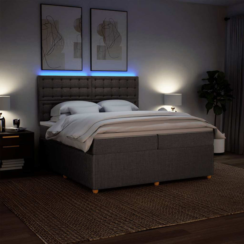 vidaXL tópszínű szövet rugós ágy matraccal 200 x 200 cm