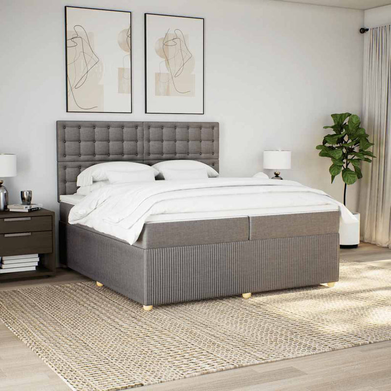 vidaXL tópszínű szövet rugós ágy matraccal 200 x 200 cm