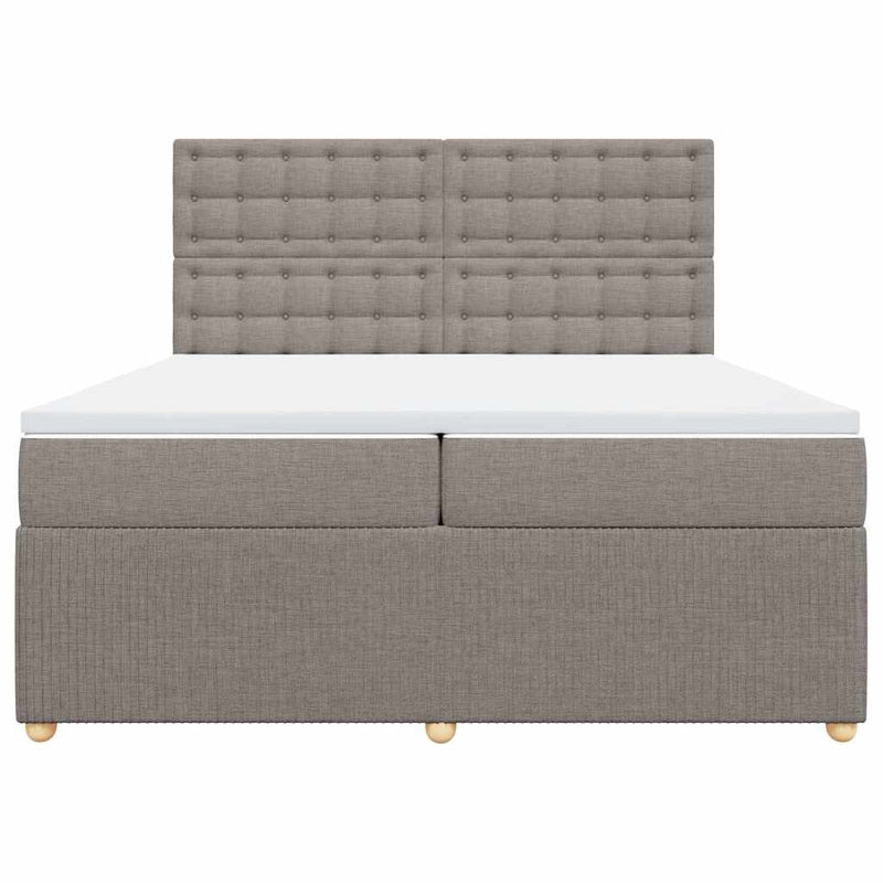 vidaXL tópszínű szövet rugós ágy matraccal 200 x 200 cm