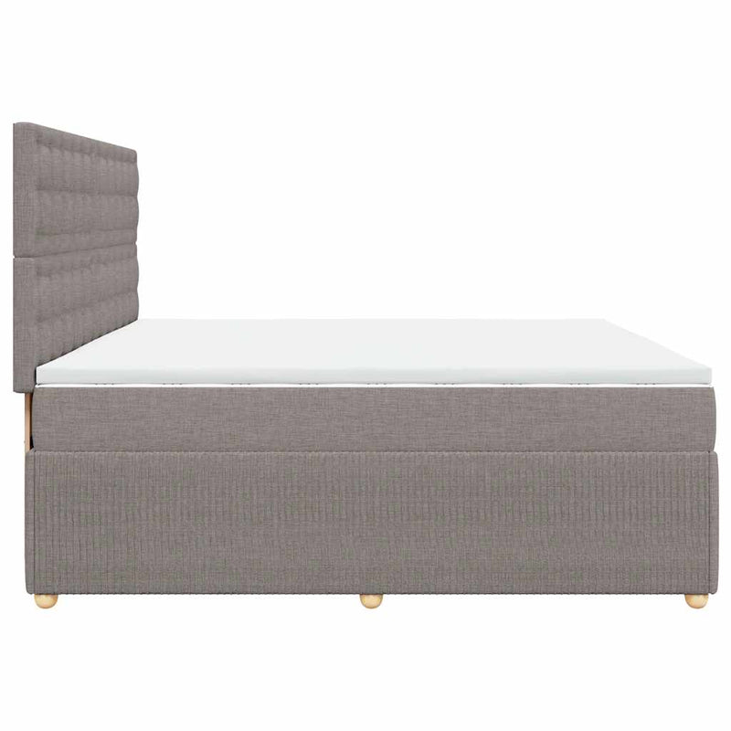 vidaXL tópszínű szövet rugós ágy matraccal 200 x 200 cm
