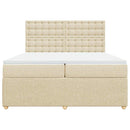 vidaXL krémszínű szövet rugós ágy matraccal 200 x 200 cm