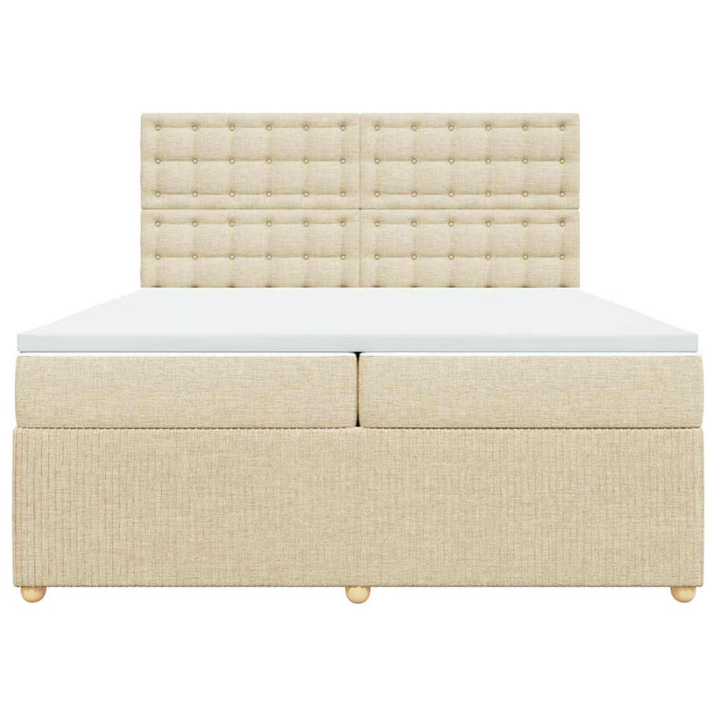 vidaXL krémszínű szövet rugós ágy matraccal 200 x 200 cm