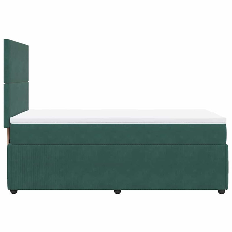 vidaXL sötétzöld bársony rugós ágy matraccal 90x190 cm