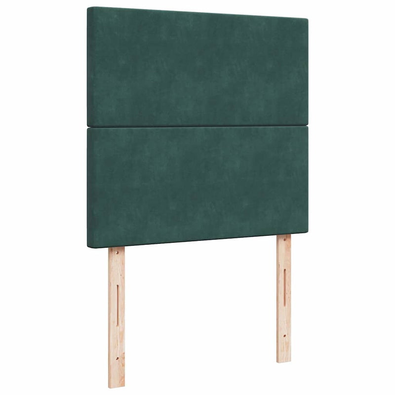 vidaXL sötétzöld bársony rugós ágy matraccal 90x190 cm