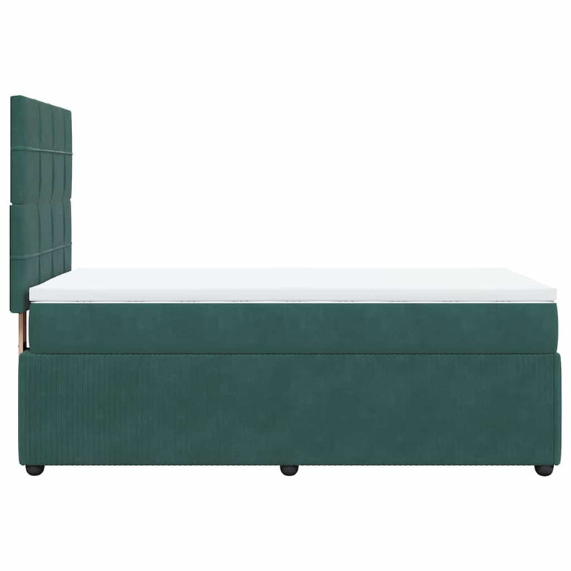 vidaXL sötétzöld bársony rugós ágy matraccal 90x190 cm