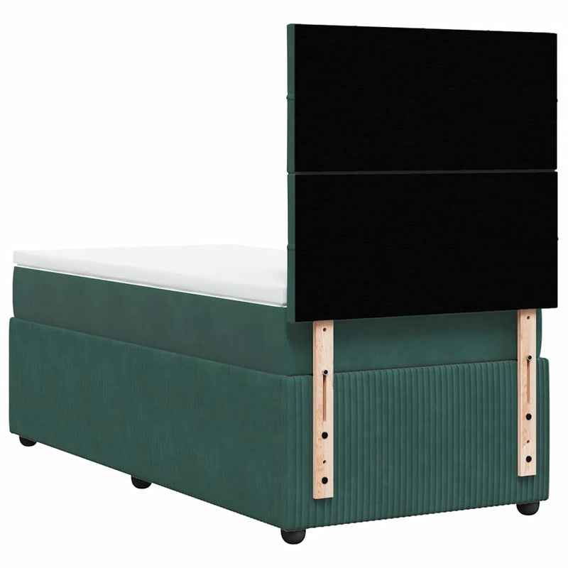 vidaXL sötétzöld bársony rugós ágy matraccal 90x190 cm