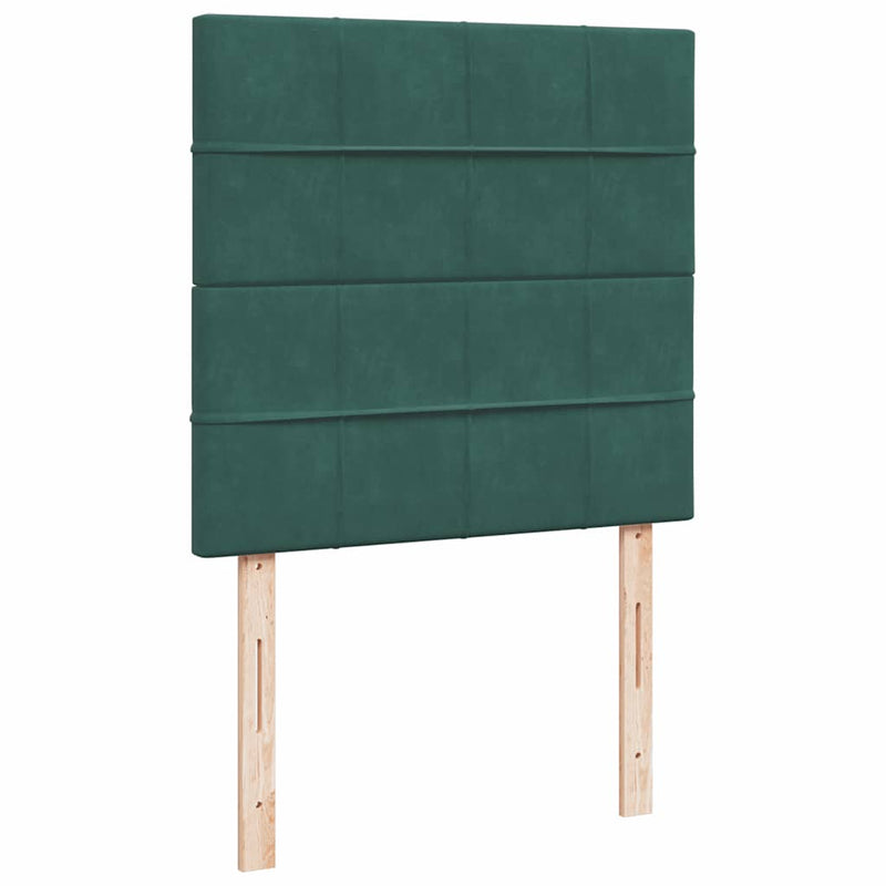 vidaXL sötétzöld bársony rugós ágy matraccal 90x190 cm