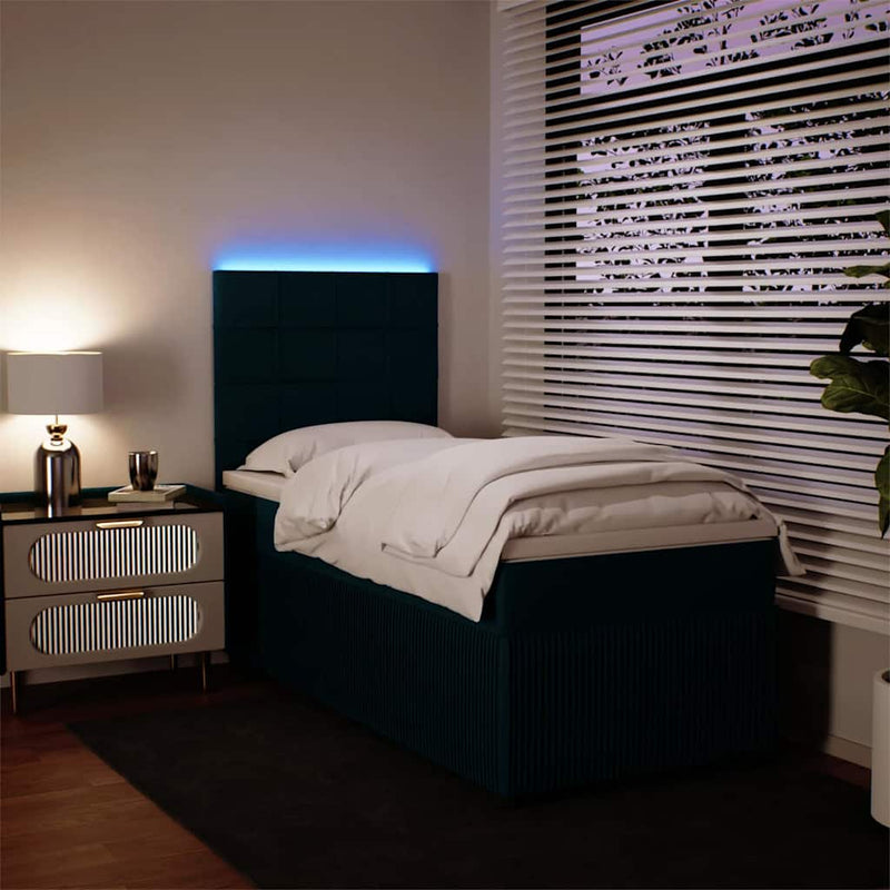 vidaXL kék bársony rugós ágy matraccal 90 x 190 cm