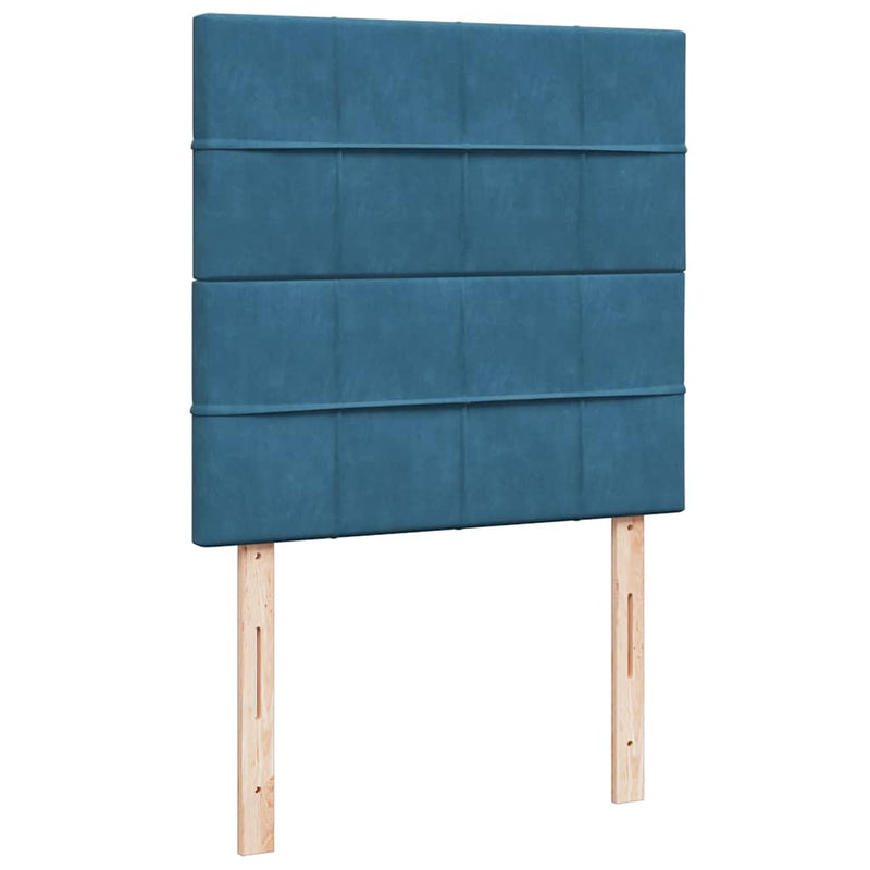 vidaXL kék bársony rugós ágy matraccal 90 x 190 cm