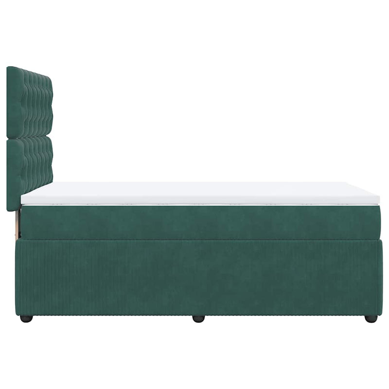 vidaXL sötétzöld bársony rugós ágy matraccal 90x190 cm