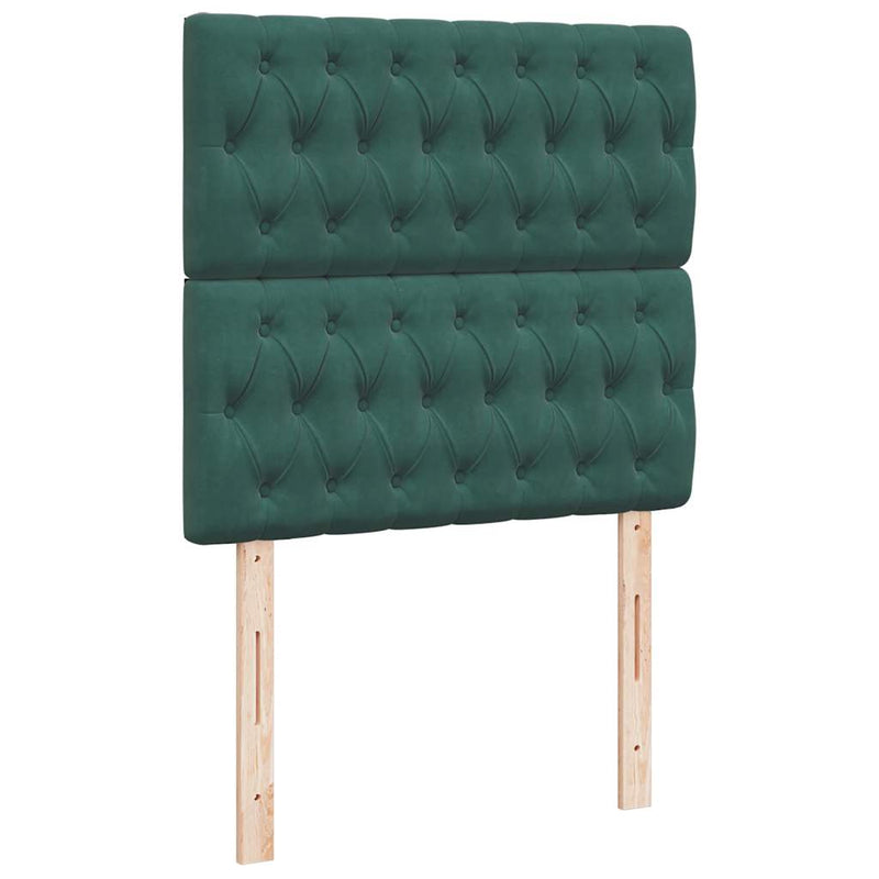 vidaXL sötétzöld bársony rugós ágy matraccal 90x190 cm