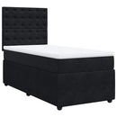 vidaXL fekete bársony rugós ágy matraccal 90x190 cm