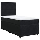 vidaXL fekete bársony rugós ágy matraccal 90 x 200 cm