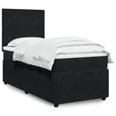 vidaXL fekete bársony rugós ágy matraccal 90 x 200 cm