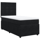 vidaXL fekete bársony rugós ágy matraccal 90 x 200 cm