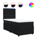 vidaXL fekete bársony rugós ágy matraccal 90 x 200 cm