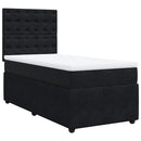 vidaXL fekete bársony rugós ágy matraccal 90 x 200 cm
