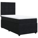 vidaXL fekete bársony rugós ágy matraccal 100 x 200 cm