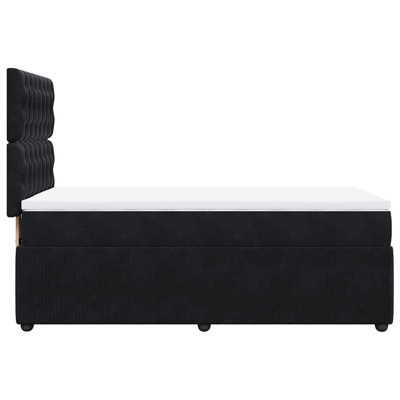 vidaXL fekete bársony rugós ágy matraccal 100 x 200 cm