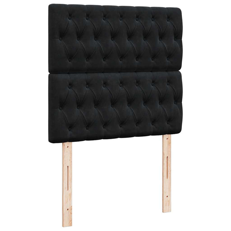 vidaXL fekete bársony rugós ágy matraccal 100 x 200 cm