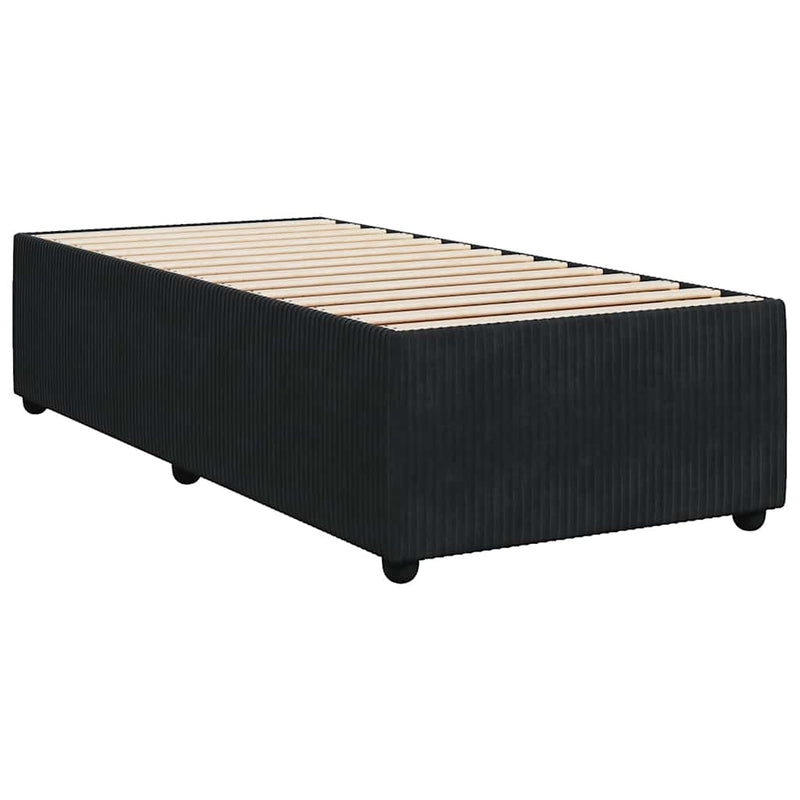 vidaXL fekete bársony rugós ágy matraccal 100 x 200 cm