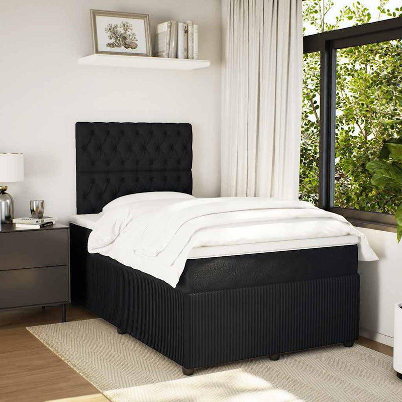 vidaXL fekete bársony rugós ágy matraccal 120x190 cm