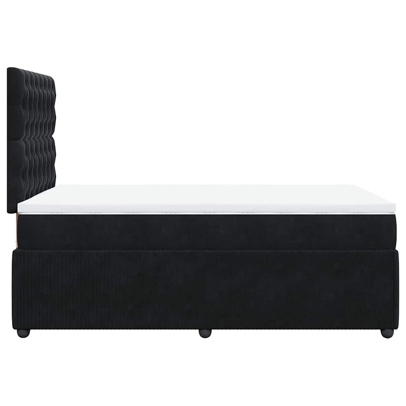 vidaXL fekete bársony rugós ágy matraccal 120x190 cm