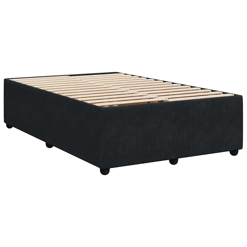 vidaXL fekete bársony rugós ágy matraccal 120x190 cm