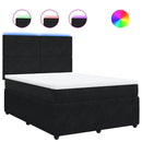 vidaXL fekete bársony rugós ágy matraccal 140 x 190 cm